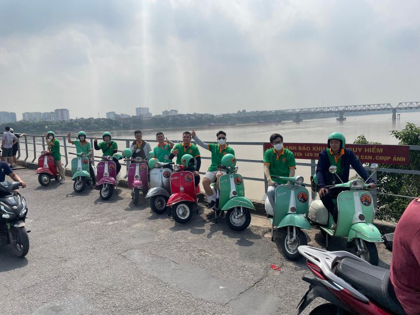 Hanoi 4.5-Hour Vespa Tour city tour - Long Bien Bridge and the Red River finish
