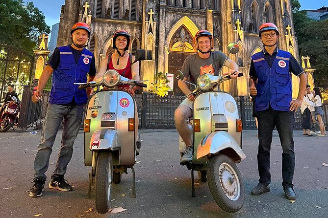 Hanoi Evening Vespa Food Tour 04hrs - Starting with St. Joseph Cathedral and a welcome drink