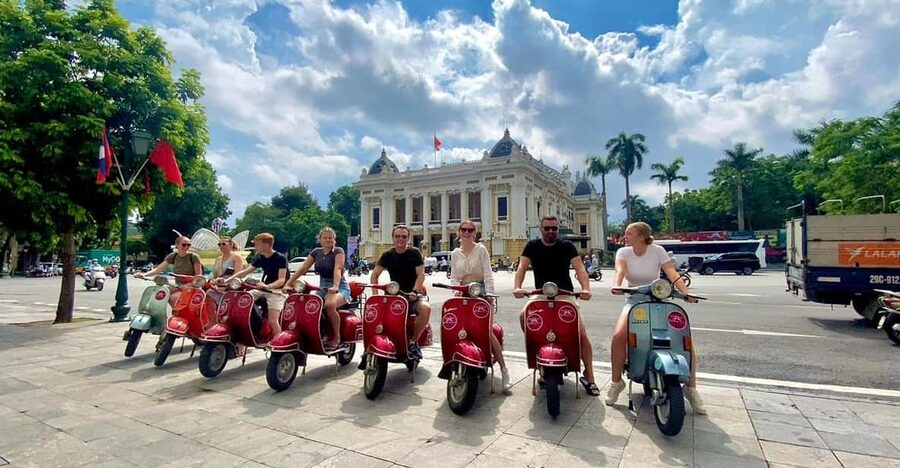 Hanoi: Food and Sightseeing Vespa Tour with 7 Tastings - The first stretch through Hanoi’s back streets