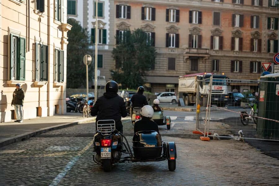 Rome: Evening Vespa Sidecar City Tour - The Pyramid of Cestius and a quieter side of Rome