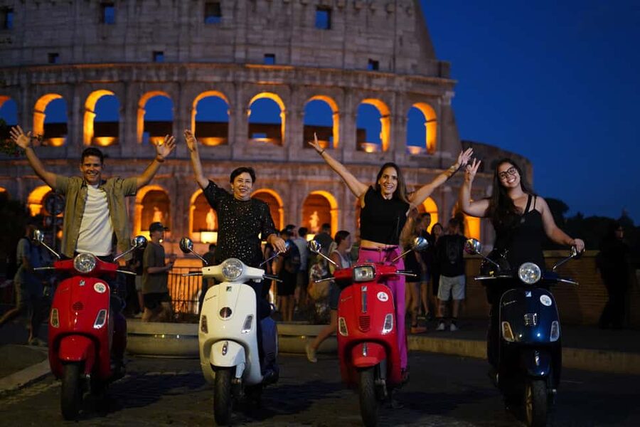 Rome: Vespa Scooter Night Tour with Pro Photographer service - Passing the Mouth of Truth and Piazza Venezia