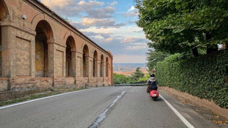 Vespa Tour in the Hills of Bologna - Riding toward Madonna di San Luca